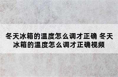 冬天冰箱的温度怎么调才正确 冬天冰箱的温度怎么调才正确视频